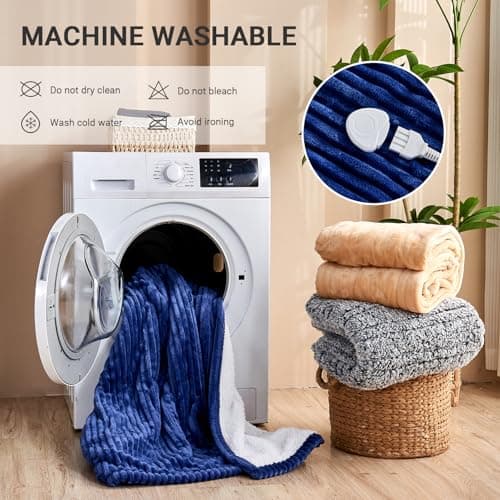 Qieryun Heated Blanket Electric Throw, Soft Flannel Heating Blanket with 8 Hours Auto Off 10 Fast Heating Levels Machine Washable Sherpa Heated Blanket with Overheating Protection 6