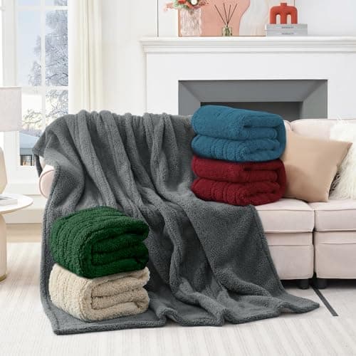MAXEVE Heated Blanket Electric Throw 50"x60" Soft Double Sided Sherpa Heating Blanket with 8 Fast Heating Levels & 1-8H Auto-Off, Over-Heat Protection, Machine Washable, ETL Certification, Grey 9