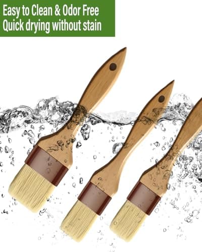 Basting Brush-Pastry Brush,Oil Brush for Cooking,Boar Bristles BBQ Brushes for Grill,Beech Wooden Handle Food Brush for Baking/Spreading Marinade/Sauce/Butter/Egg/Kitchen Baster Brushes(1.5 1 inch) 5