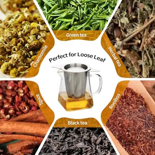NKOVE Universal Tea Infuser with Lid Stainless Steel Filter Fits Mugs Cups Teapots Food Grade 6