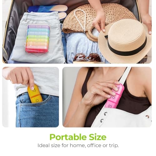 AUVON Weekly Pill Organizer 3 Times a Day, Large 7 Day Pill Box 3 Times a Day with Separate Container, Portable Pill Case for Medication, Vitamins, Fish Oil and Supplements 7