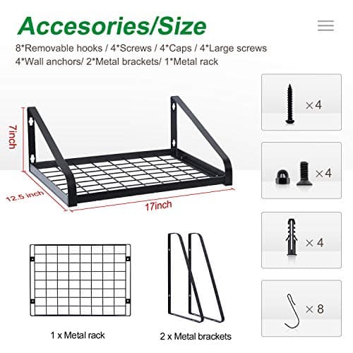 G-TING Hanging Pot Rack, Pot and Pan Organizer Wall Mounted Pots Holder Kitchen Storage Shelf with 8 Hooks, Ideal for Pans Set, Utensils, Cookware, Books, Household, Black, 2 DIY Methods 6