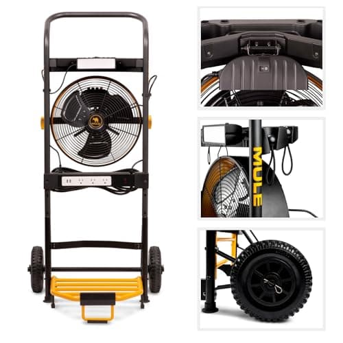 Mule 52000-01 300 lbs. Capacity Hand Truck 5-in-1 Mobile Workshop with Integrated 3-Speed Fan and LED Light 8