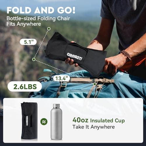 Oragati Lightweight Camping Chair, 2-Way Backpacking Chair High or Low Profile, Portable Folding Camp Chairs Compact Design for Outdoor, Beach, Hiking, Picnic, Black 6