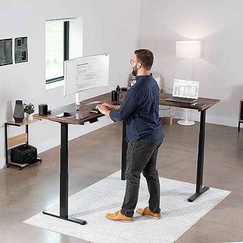 VIVO Electric Triple Motor Height Adjustable 3 Leg Corner Desk Frame, up to 300lbs, Sit Stand Ergonomic L Shaped Frame Only, Black, DESK-V130EB 5