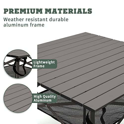 SUNNYFEEL Aluminum Folding Table for Camping, Lightweight Roll Up Top, Portable Camp Tables with Carry Bag for Outdoor Picnic (Square, Brown) 5