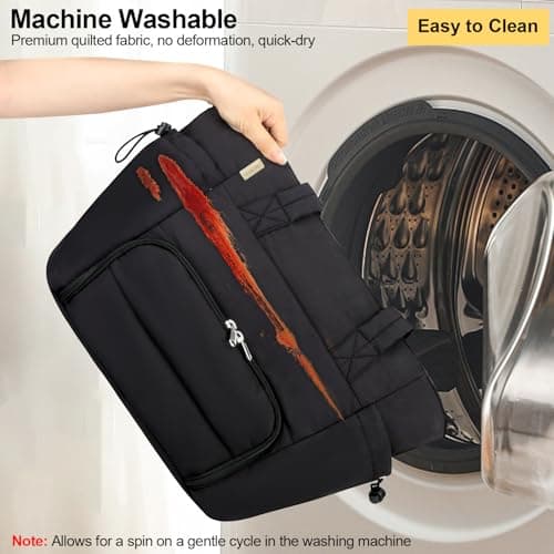 Veirdro Work Laptop Tote Bag for Women with Insulated Lunch Compartment, Lightweight Puffy Lunch Tote Bag with 15.6 Inch Laptop Compartment, Quilted Laptop Bags for Office Commuter Teacher Nurse Black 9