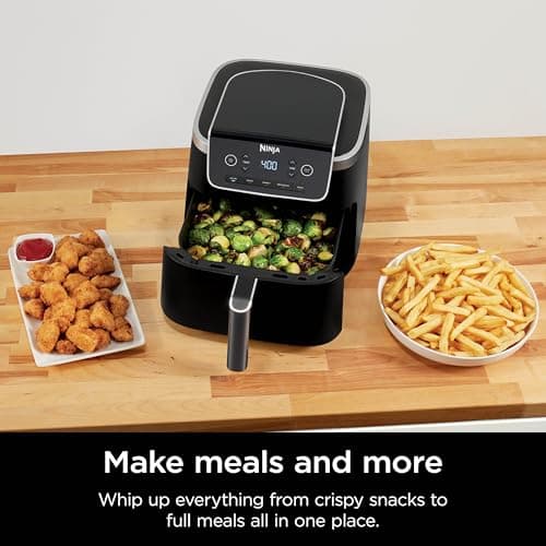 Ninja | Air Fryer | 5 QT Capacity | 5-in-1 Air Fry, Bake, Roast, Reheat, & Dehydrate | Air Crisp Technology | Nonstick Basket & Crisper Plate | Grey | AF142 5