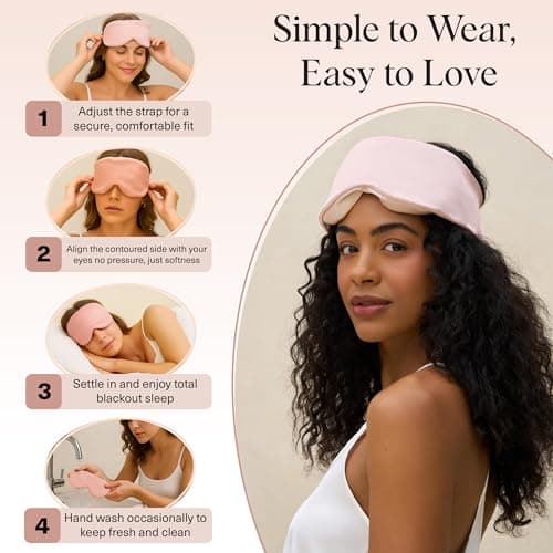 Kitsch Contour Pillow Eye Mask – Softer Than Silk Eye Masks for Sleep, Blindfold Sleep Masks for Women & Men, No Eye Pressure, Lightweight, Eye Care, Travel Essentials - Blush 7