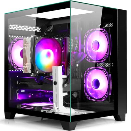 WIWB Gaming PC Desktop Ryzen 7 5700X, GeForce RTX 5060, 16G DDR4 RAM, 1TB NVME SSD, Prebuilt Tower Computer for Gaming, Home VR (Black)