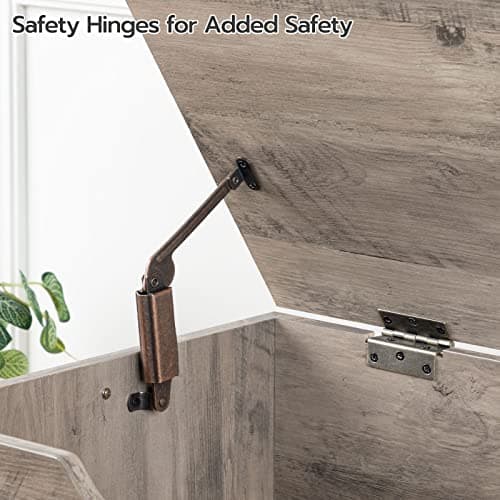 HOOBRO Storage Bench, 39.4” Retro Wooden Storage Chest with U-Shaped Cut-Out Pull, Safety Hinge, Supports 220 lb and Easy Assembly for Toy Box Organizer (Greige) BG771CW01 7