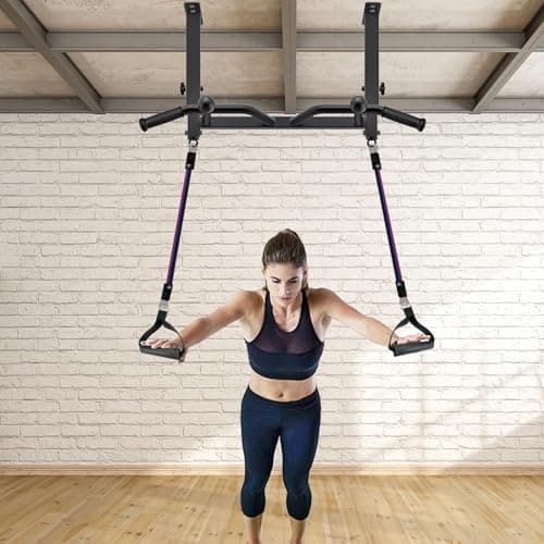 SELEWARE 24" Ceiling Mounted Pull Up Bar, Height Adjustment Multifunctional Chin Up Bar for Home Gym Workouts, Heavy-Duty Steel Construction, 400 lbs Capacity 8