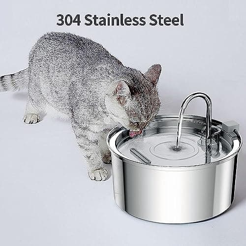 Cat Water Fountain Stainless Steel - 108oz/3.2L Large Capacity Cat Fountain for Drinking, Ultra Quiet Metal Pet Water Fountain for Cats, Small Dogs, Multiple Pets 9