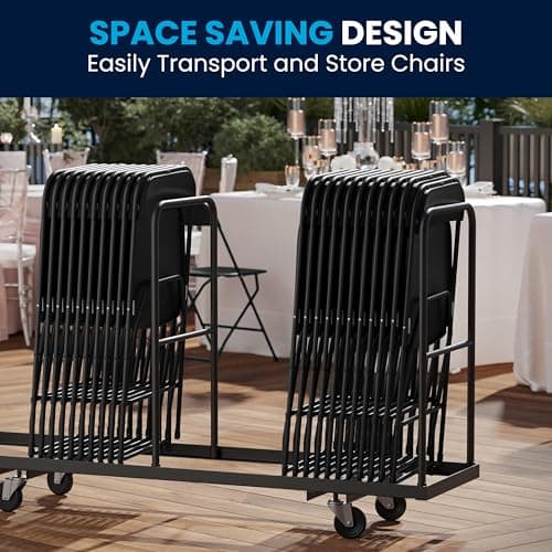 Flash Furniture Hercules Set of 10 Indoor/Outdoor Heavy-Duty Plastic Folding Chairs, Foldable Commercial Stacking Chairs with 650-lb. Static Weight Capacity, Black 7