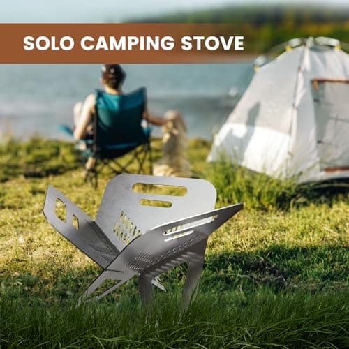 Outdoor Fire Pit Camping Stove Portable - Solo Camping Small Metal Steel Firepit for Outside Hiking or Camping Alone - Wood Burning Pits Campfire Collapsible Fire Pits 8