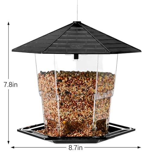 Jealoeur Bird Feeders for Outdoors Hanging Bird Feeder Wild Birds Seed, Black 5