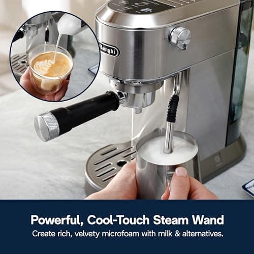 De'Longhi Dedica Duo Compact Espresso Machine - Cold Brew Coffee Maker with Milk Frother Wand- for Espresso, Hot & Iced Coffee, Cappuccinos, Lattes & Home Barista Brewing, Stainless Steel Finish 8