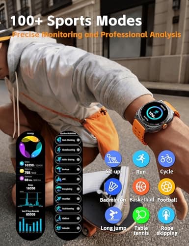 Ateclouds Smart Watch with Wireless Earbuds, Fitness Tracker Sports Watch, Compatible iPhone Android,Heart Rate Monitor, Sport Band Bluetooth Call Watches for Men 1.53" Steel Material Ultra-Thin Body 8