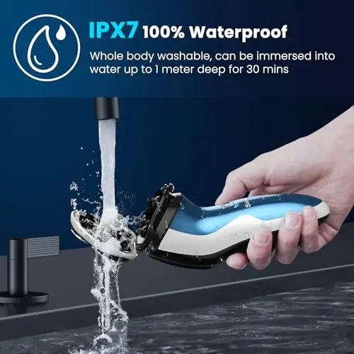 Electric Razor for Men, SweetLF Electric Shaver for Men, Rechargeable Wet Dry Shaver with Pop Up Trimmer, 100% Fully Waterproof, Cord or Cordless, Plug and Play, USB Type C Charging (White) 6
