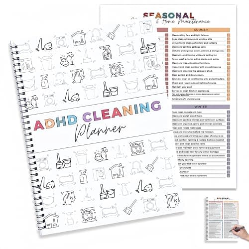 PGJ ADHD Cleaning Planner for Adults – Undated Daily, Weekly & Monthly Cleaning Schedule & Checklist – Household Chores Organizer Notebook for Home Management, Routine Tracking Family Cleaning Tasks