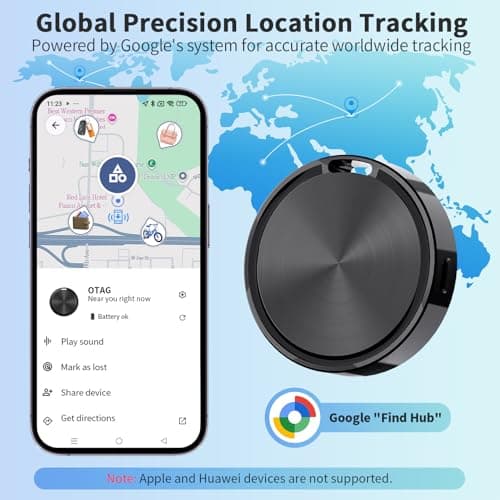 Tracker Tag for Android 4 Pack Luggage Tracker Tags Compatible with Google Find Hub App (Android Only) Bluetooth Tracker Key Finder and Item Locator for Wallets, Backpack, Suitcases-Black 3