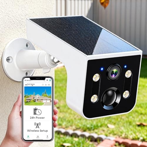 Thybro Solar Powered Outdoor Wireless Camera: 2K HD, Motion Detection, Color Night Vision, Waterproof IP67, Easy Setup for Home & Business Monitoring, No Monthly Fees