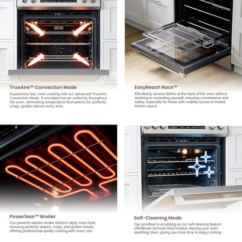 Rangaire RRI303GS 30" Glass Touch Induction Range Oven - Stainless Steel, Induction Burners, True Convection, Self Cleaning, Easy Reach Racks 6