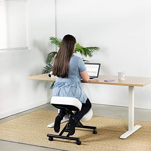 DRAGONN by VIVO Ergonomic Kneeling Chair, Adjustable Stool for Home and Office - Improve Your Posture with an Angled Seat - Thick Comfortable Cushions, White, DN-CH-K01W 4