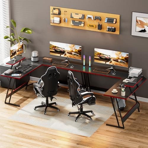 Homall L Shaped Gaming Desk Computer Corner Desk PC Gaming Desk Table with Large Monitor Riser Stand for Home Office Sturdy Writing Workstation (Black, 51 Inch) 7