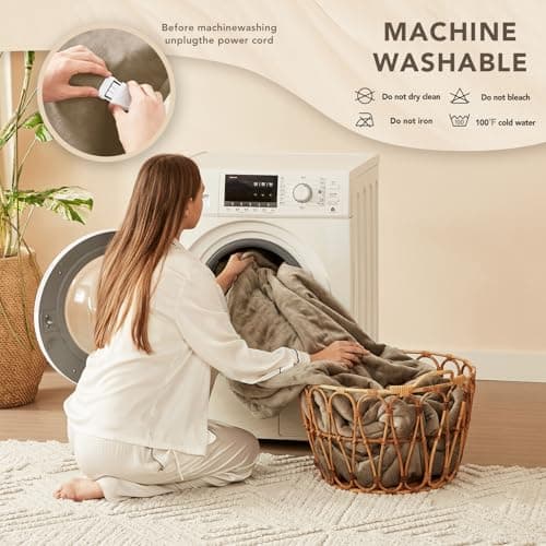 Homemate Electric Heated Blanket Full Size - 72"x84" Heating Blanket Full Size 1/2/4/6/8 Hours Auto-Off 10 Heat Level Over-Heat Protection Flannel Sherpa ETL Certification 7