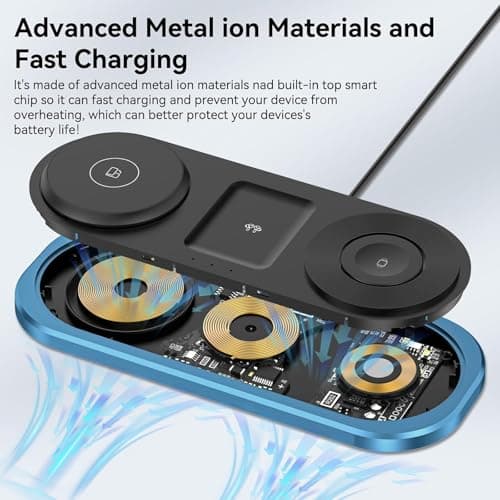 3 in 1 Fast Wireless Charger Stand for iPhone, Foldable Travel Charging Station for Magsafe for iPhone 17/Air/16/15/14/13/12 Series, Apple Watch Series, AirPods pro/2/3/4, 2025 Christ mas Gifts (Blue) 6
