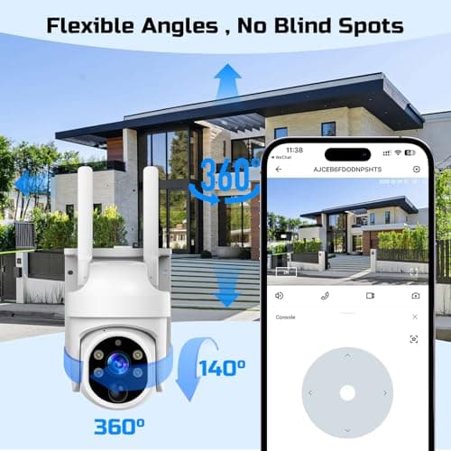 4G LTE Cellular Solar Security Camera, Solar Powered Wireless Cellular Security Camera Outdoor with Built-in SIM Card, 360° Live View, 2K Color Night Vision, Motion Alert, Remote Access, 2-Way Audio 5