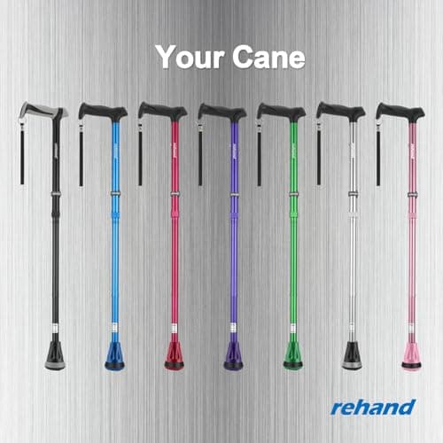 REHAND Walking Cane - Foldable, Adjustable, Collapsible Walking Canes for Men & Women, Heavy Duty All Terrain Tip, with Travel Bag | Walking Sticks for Seniors & Adults (Natural Black) 9