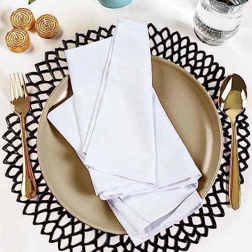 Utopia Kitchen White Cloth Napkins [12 Pack, 18x18 Inch] Absorbent Cotton Blend Washable and Reusable for Dinner, Restaurant, Lunch, Wedding and Hotel 8