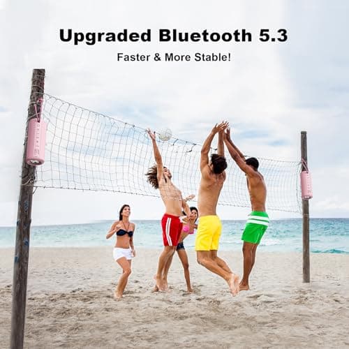 MIATONE Boombox Outdoor Portable Bluetooth Speaker Waterproof Wireless Speakers Gifts for Women Mothers Mom Wife Her - Pink 5