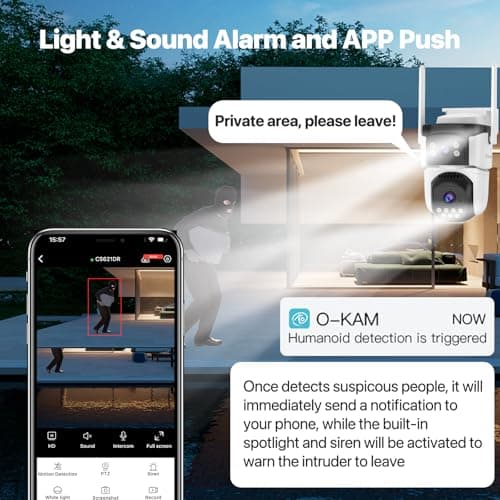 VSTARCAM 3MP+3MP Dual-Lens Outdoor Security Camera Wireless, 2K, 360° View, Color Night Vision, PIR Motion Detection, Spotlight Siren Alarm, 2-Way Talk, IP66 Weatherproof, Cloud/SD Storage 5