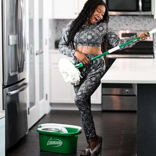 Libman Tornado Spin Mop System and 1 Refill, Mop and Bucket with Wringer Set for Hardwood Floor Cleaning, 2 Total Heads Included 6