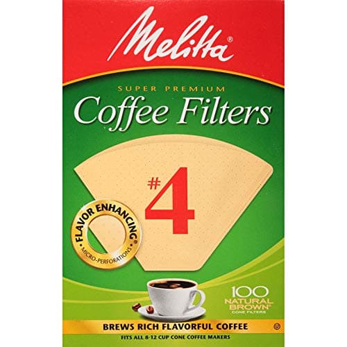 Melitta #4 Cone Coffee Filters, Unbleached Natural Brown, 100 Total Filters Count - Packaging May Vary