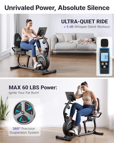 MERACH Recumbent Exercise Bikes for Home with Smart Bluetooth Equipment Exercise Bikes App,LCD,Heart Rate Handle Stationary Bikes for Home, Magnetic Recumbent Exercise Bike for Seniors Gym S08/S23 5