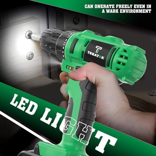 Cordless Drill Set, 3/8 Drill Handheld Screwdriver Kit with 18+1 Torque Setting, 20V Electric Drills Tools Bit, LED Electric Power Drills with Battery and Charger, 1 Battery 6