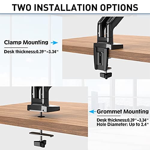 MOUNTUP Dual Monitor Mount for 2 Max 35 inch Ultrawide Screens, Hold 6.6-30.9lbs, Full Motion Gas Spring Monitor Desk Arm, Heavy Duty Dual Monitor Stand for Desk, VESA Bracket with Clamp/Grommet Base 6