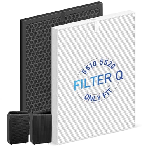 5510 5520 Filter Q For Winix 5510 5520 Air Purifier Filter Replacement 1712-0123-00 For Large Room 1882 Ftยฒ/Hr, 1 Middle Filter & 1 Activated Carbon Filter Captures Pet Dander, Smoke, Dust, Pollen