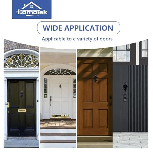 HOMOTEK Door Knocker with 180 Degree Peephole Viewer, Zinc Die-Cast Construction 5 Inch Height for Front Door Security, Black, 1 Pack 6