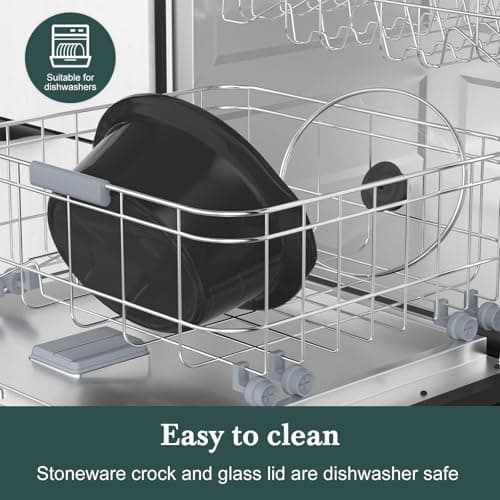 6-Quart Programmable Slow Cooker with Timer Keep Warm - Small Kitchen Appliance for Family Dinners - Serves 6+ People - Heat Settings: Keep Warm(White, Black Liner) 6