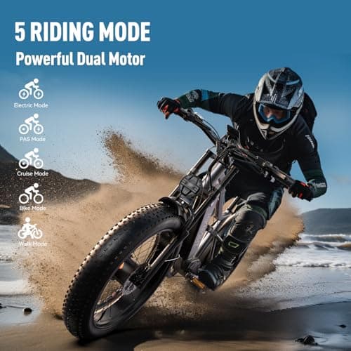 HiKNiGHT Dual Motor Electric Bike Peak 3000W, 52V 20AH Battery E Bike for Adults 26 Inch Fat Tire Mountain Electric Bicycle 38 MPH, Full Suspension Dual Hydraulic Disc Brake, Up to 90 Miles Range 6