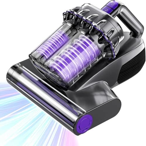 Mattress Vacuum, Bed Vacuum Cleaner with 16Kpa Suction 253.7nm UV-C Light, 145°F Heat & 30000 RPM/Min Tapping, HEPA Filter & Ultrasonic, 600W Powerful Handheld Vacuums for Bed, Sofa, Grey(Corded)