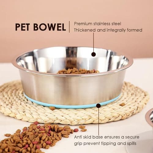 WEDAWN Deep Stainless Steel Non-Skid Dog and Food Bowls, Each Holds Up to 2 Cups, Set of 2 Packs(5.5 x 1.9 Inches) 6