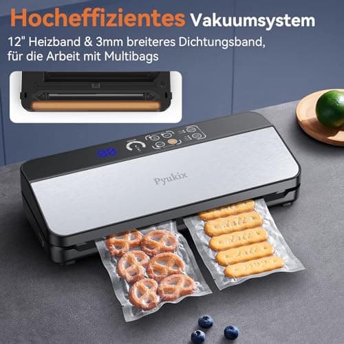 Vacuum Sealer Machine, Food Sealer Vaccum Sealers for Food 80KPA Automatic 8-IN-1 Sealing Dry/Moist Mode with Build-in Cutter&Storage, Digital Countdown, Air Suction Hose, 2 Roll-Bags, 11 Vacuum Bags 4