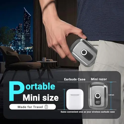 LYRSLF Electric Foil Shavers for Men: Mini Electric Razor, Foil Shaver for Face, IPX7 Waterproof Wet Dry Cordless Razor with 3 Floating Blades, LED Display for Travel & Home, USB Type C 7