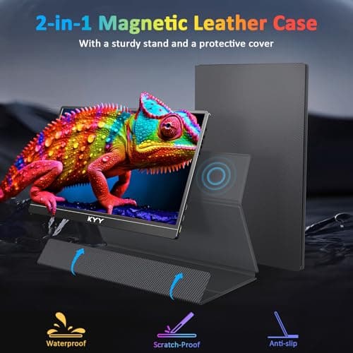 KYY 4K Portable Monitor for Laptop, 15.6'' Computer Screen Extender UHD 3840x2160,100% sRGB, 400 Nits, IPS Travel Monitor w/Speakers & Smart Cover for Laptop Xbox PS5 Switch PC Phone, VESA Compatible 6